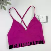 Calvin Klein Seamless Logo Longline Bralette Hot Pink and Black X-Small