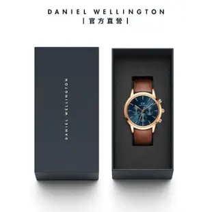 【Daniel Wellington】DW 手錶 Iconic Chronograph 42ｍｍ極地藍三眼皮革錶藍錶盤(DW00100639)