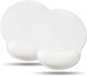 Leolee Ergonomic Mouse Pad with Wrist Support, 2 Packs White Comfortable Mouse Pads with Wrist Rest, Mousepad with Leather Surface Non-Slip Base, Easy Typing and Pain Relief for Computer/Home/Office