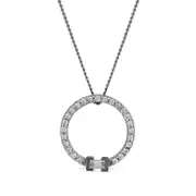 0.2 CT. T.W. Baguette and Round Natural Diamond Circle Pendant in 10K White Gold