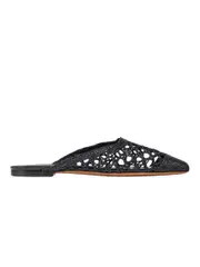 Emme Parsons | Flat Mule in Black Raffia | The UNDONE