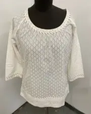 New Hand Block Medium Small Kurta Print White Gulab Chand India Kurti Blouse