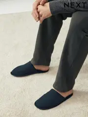 Navy Blue Mule Slippers (B91655) | $29