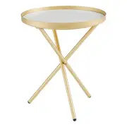 Pemberly Row 18" 3-Leg Contemporary Wood Side Table - Gold / Gray Marble