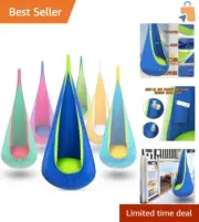 Comfortable Indoor/Outdoor Kids Pod Swing with Inflatable Cushion - 3-9 Years