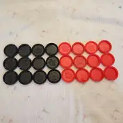 New Crown Checkers Whitman 1969 Plastic Game Pieces 24 Red Black NOS