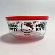 NEW Hello Kitty Pyrex 4-Cup Round Glass Food Storage Container with Red Lid 7201