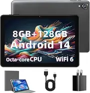 Rebecco Tablet 10 Inch Android 14 Tablets, Octa Core 1280 x 800 IPS HD Display Android Tablet, 8GB RAM+128GB ROM(Expand up to 1TB), Unisoc A523 CPU, 5G/2.4G WiFi, 5MP+8MP Camera