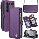 for Samsung Galaxy Z Fold 6 Wallet Case with S Pen Holder Slot, Zipper Case, ...
