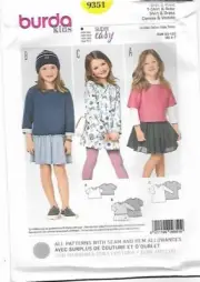 22 BURDA 9351: GIRL'S TOP & DRESS SIZE 2-7 SEWING PATTERN