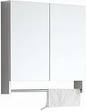 Cabinets Wall-Mounted Mirror, Mirror with Shelf, Stainless Steel Mirror Cabinet with Towel bar, Dressing Table, Bathroom Storage Mirror Cabinet, Wall-Mounted Storage Mirror Box (Silver 60 *