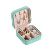 Blue Leather Organizer Portable Jewelry Box Travel Jewelry Ornaments Storage C