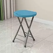 Home Folding Stool, 18inch Portable Foldable Camping Stool with Footrest, Round Collapsible Chair with Handle for Fishing Hiking Gardening BBQ(Dark Blue,Silver Frame)