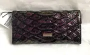 New Brahmin Veronica Melbourne Trifold Envelop Wallet PASSION PURPLE EXCELSIOR