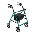 Medline Walker 11"x 32.75"x 25.75"Lightweight Folding (4-Wheel) Rollator Green