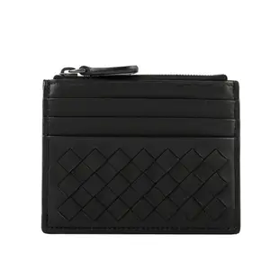 BOTTEGA VENETA 經典編織小羊皮零錢包/名片卡夾(黑色) 367004 V001N 1000