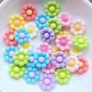 30pcs Mixed Color Charm Flower Resin Cabochon Flatback For Slime Nail Decoration