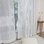 KAIRACE Mirror Lace Curtain, 1 Piece (Made in Japan, 144 Sizes) Striped Pattern, 1.5 Times Sheath, Feels The Wind, Moderately Absorbs Light, Washable at Home, Adjustable Hook, Privacy Protection,