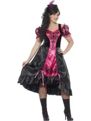 Curves Pink Sassy Saloon Costume Western Cowboys Burlesque Fancy Dress
