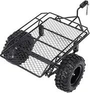 RC Car Trailer, 1:10 Scale Heavy Duty Metal Trailer RC Trailer High Simulation Car Trailer Accessory Cargo Carrier Metal Kit for TRX4 D90 SCX10 CC01 1/10 DIY Parts