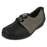 Ladies Sandpiper Black/Grey Lace Up Shoes Uk 4