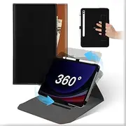 For Samsung Galaxy Tab S9 Ultra 2023/S8 Ultra 14.6 inch 2022 Case, Leather 360°Rotating and Detachable Stand Folio Cover with Pencil Holder, Auto Wake/Sleep Flip Protective Tablet Case Black Brown