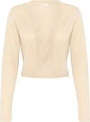 [KAFFE] Bolero KAankra Women's Bolero Festive Short Cardigan with Long Sleeve, Grey Mel. W. Silver Lurex, S