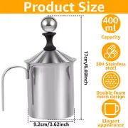 Manual Milk Frother 400ML 304 Stainless Steel Hand Pump Milk Foamer with Pevaq]