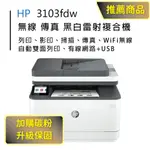 【HP超值加購碳粉送保固方案!】HP LJ PRO MFP 3103FDW 雙面黑白雷射傳真複合機(取代M227FDW)