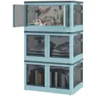 Blue Storage Bins Organizers for Home Office and Garage Space Saving Solution