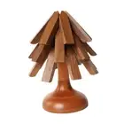 Wooden Trivets Heat Resistant Mat Home Decor Novelty with Stand Hot Pot Holder