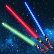 3-Pack Light Up Saber, Light Swords with FX Sound and Realistic Handle, Expandable Sabre for Halloween Dress Up Parties Birthday Christmas Galaxy War Fighters