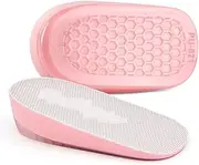 [Generic] Comfortable PU silicone height increasing insole for men and women, invisible inner height increasing, semi cushioned heel to prevent collapse and avoid foot fatigue (Pink, 3.5CM)