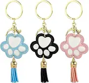 [Framendino] 3 Pack Paw Leather Keychain Cute Dog Paw Print Keychain with Lobster Claw Clasps for Bag Charm Car Key Ring, Multicolor