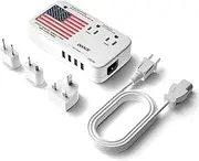 2019 Upgraded X9 2200W Travel Voltage Converter Step Down 220V to 110V for Hair Dryer Steam Iron, 10A Travel Power Adapters with 4-USB and UK/AU/US/EU Plug Adapters for Cell Phone Camera Tablet Laptop