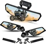 SAUTVS Premium Center Convex Rearview Mirror and Adjustable Folding Side Rear View Mirrors Kit for Polaris RZR PRO XP/Pro R/Turbo R 2020-2024 (Replace #2883762, #2883763)