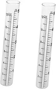 ibasenice 2Pcs Glass Test Tube Rain Gauge with Scale Accurate Measurement for Farming Meteorological Statistics and Climate Research Flat Bottom Design for Easy Placement
