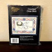 Golden Bee New Vintage Cross Stitch Kit Cat and Floral Border Multi Color