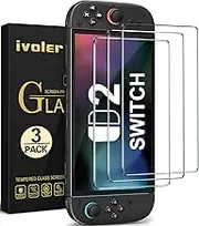 ivoler 3-Pack Screen Protector Tempered Glass for Switch Nintendo 2 Model 2025, Transparent HD Clear Anti-Scratch Screen Protector Accessories for Switch 2, 8-Inch