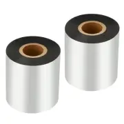2.36"x918' Wax Thermal Transfer Ribbon, 2 Roll 1" Core Ink Out Ribbon, Black