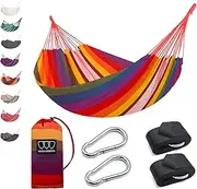 Gold Armour Brazilian Style Hammock With Tree Straps - Durable, Portable Single Double for Camping, Outdoor, Indoor, Patio, Backyard (Rainbow)