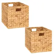 Storage Cube 10.5 x 10.5in, Wicker Storage Baskets for Shelves, Water Hyacint...