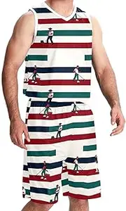 [KQNZT] Basketball Jersey, Jersey Shorts Outfit Set, Men's Basketball Jersey, Happy Labor Day Beach