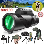 80X100 HD Zoom Tripod Monocular Telescope Portable Binocular For Hunting Camping