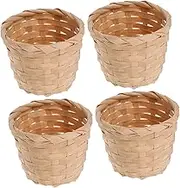 10Pcs Woven Storage Baskets for Home Decor Lightweight Rattan Containers for Artificial Flowers Simple Sundries Organizer Natural Design