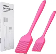 KitsKap Silicone Basting Brush 2 Pcs Pastry Brush for Oil, BBQ, Grill, Sauce Baking Cooking, Dishwasher Safe (Pink)