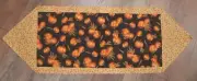 Handmade Fabric Table Runner 14 1/2" X 42" Orange Black Fall Halloween Pumpkins