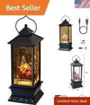 Charming 4" Santa Snow Globe Lantern - Battery & USB Powered for Christmas