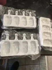 3x Frozen Popsicle Molds Ice Cream Pop Maker Freezer Tray Fruit With Four Cells