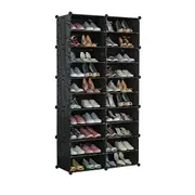 Black DIY Cube Shoe Cabinet Rack Storage Stackable Organiser 2 Column 10 Row
